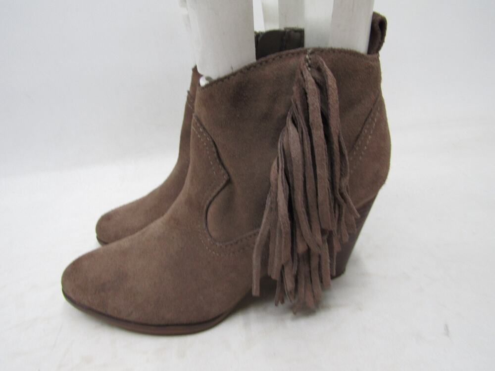 Steve Madden Womens Size 8.5 M Brown Suede Zip Fringe Ankle Fashion Boots Bootie